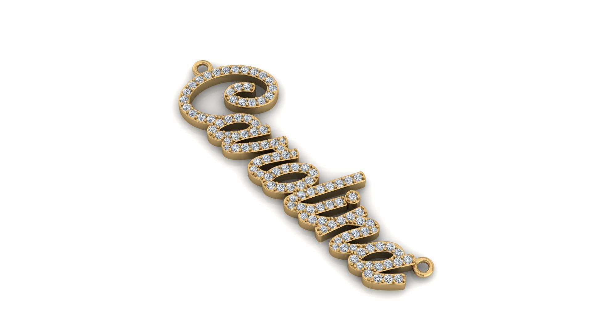 Custom Diamond Name Pendant CAROLINA 3D print model_1