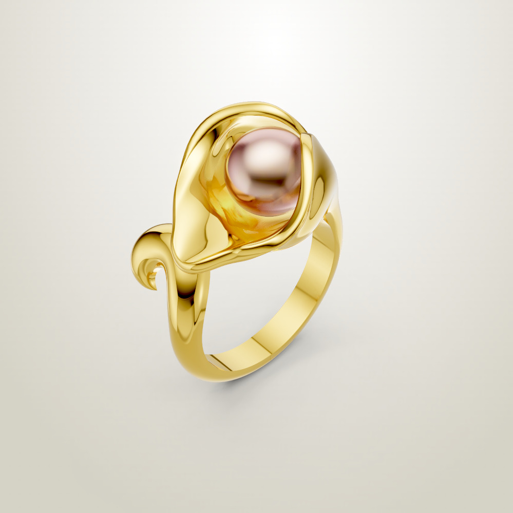 Pearl Lily Ring 3D print model_4