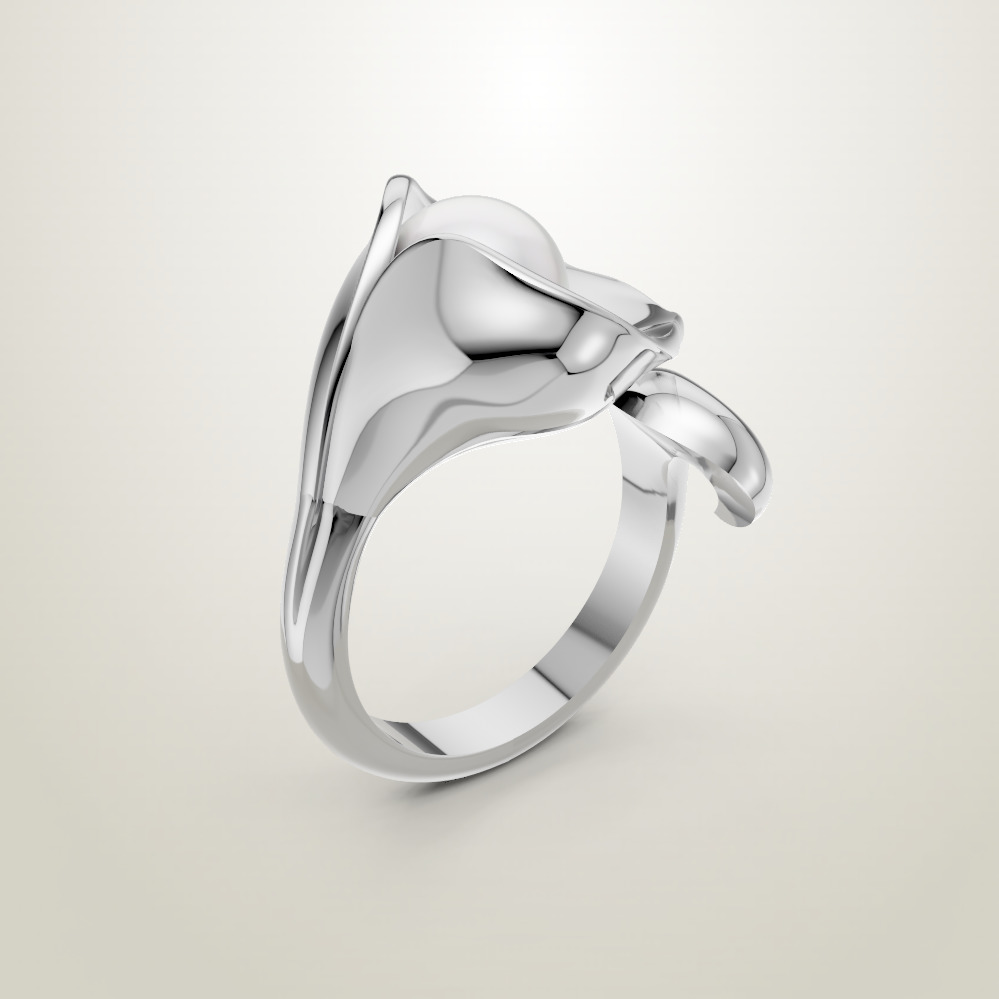 Pearl Lily Ring 3D print model_6
