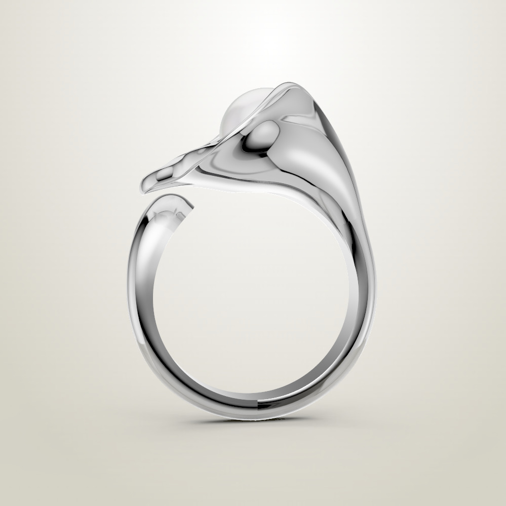 Pearl Lily Ring 3D print model_2