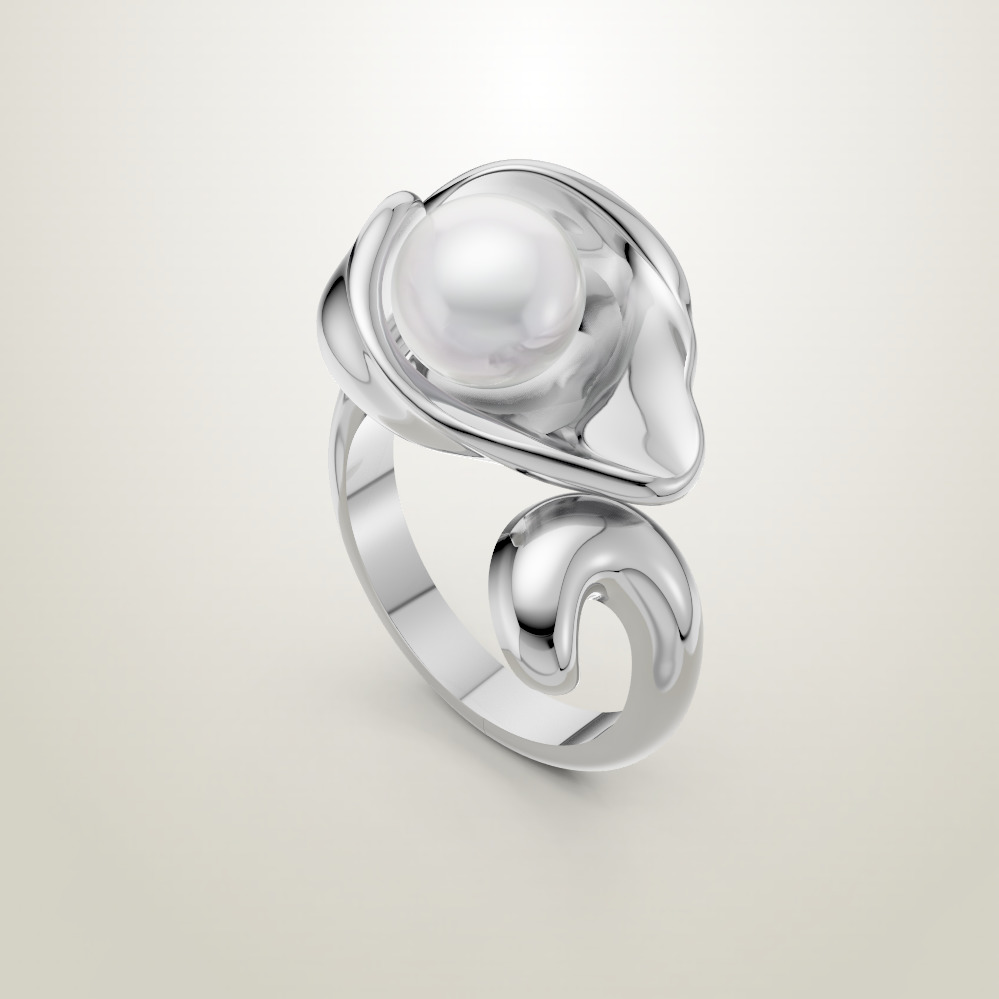 Pearl Lily Ring 3D print model_3