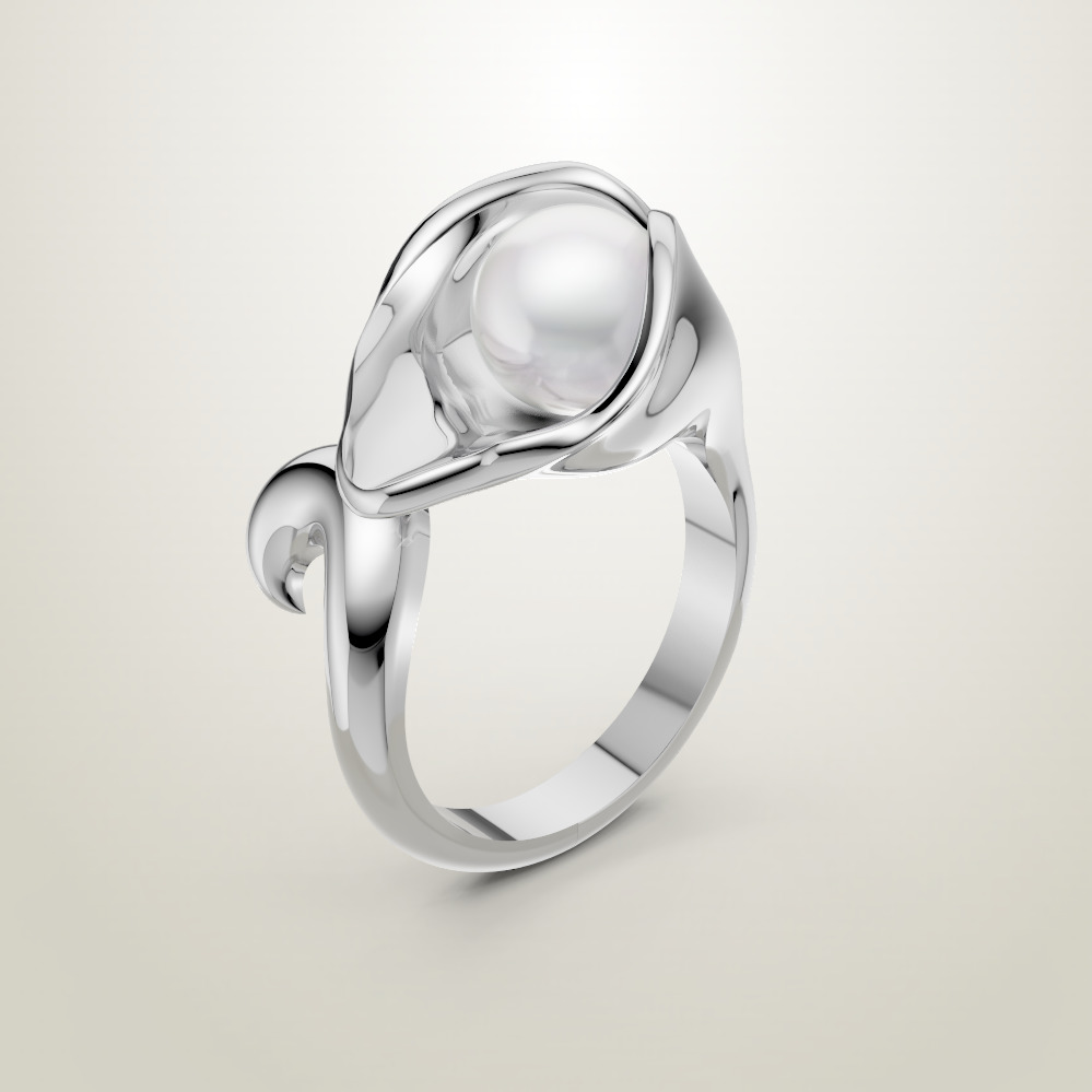 Pearl Lily Ring 3D print model_1