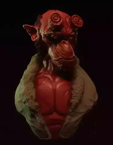 MonkeyHell  3D Printable Bust  Hellboy Inspired 