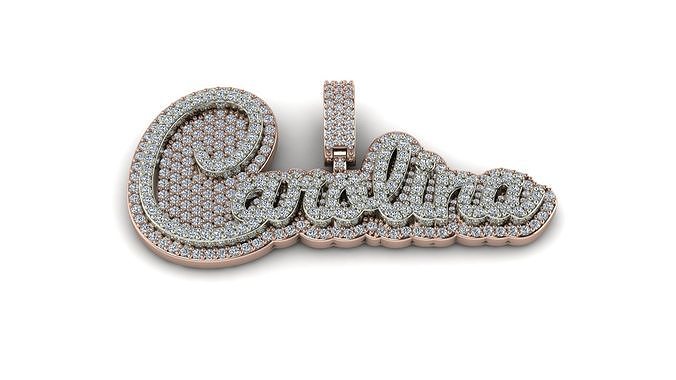 Custom Diamond Name Pendant CAROLINA 3D print model