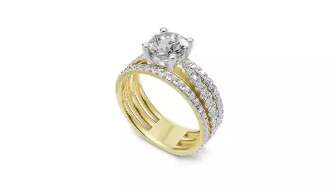 Solitaire Engagement Ring with Pointer Round Diamond 3D print model