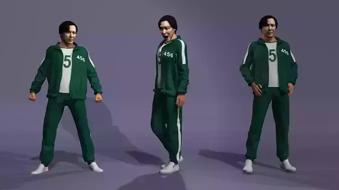 Squid Game protagonist Lee Jung Jae Player 456 Outfit 3D model