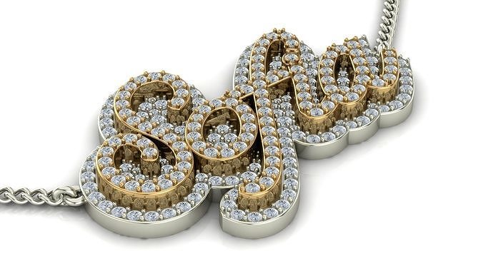 Custom Diamond Name Pendant SOFIA 3D print model