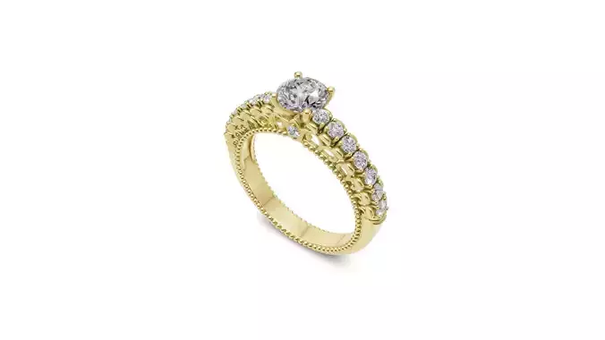 Solitaire Diamond Vintage Style Engagement Ring