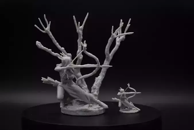 Aiyana Haseya STL Miniature  Hunting Pose 32mm Scale