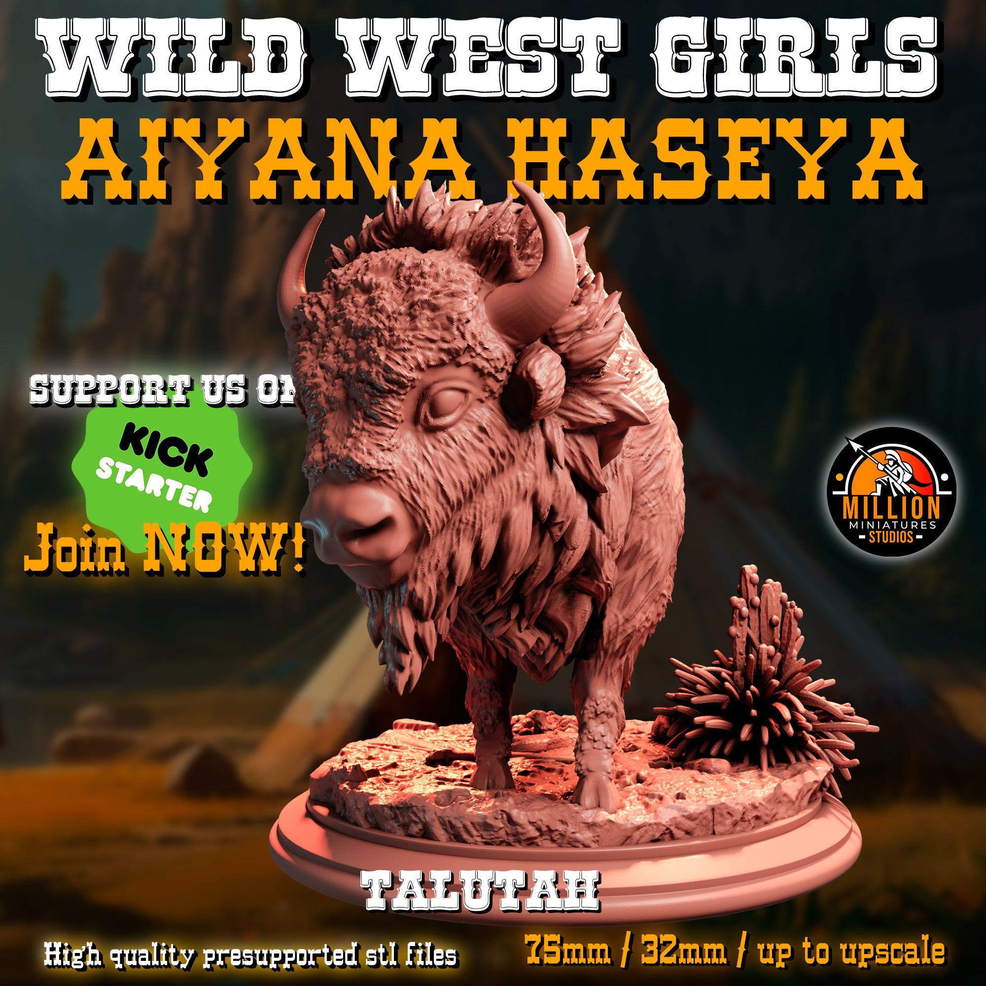 Aiyana Haseya STL Miniature Hunting Pose 32mm Scale 3D print model_5