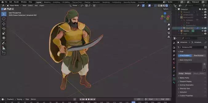 High Quality Arabic Warrior FBX Rigged with Animations