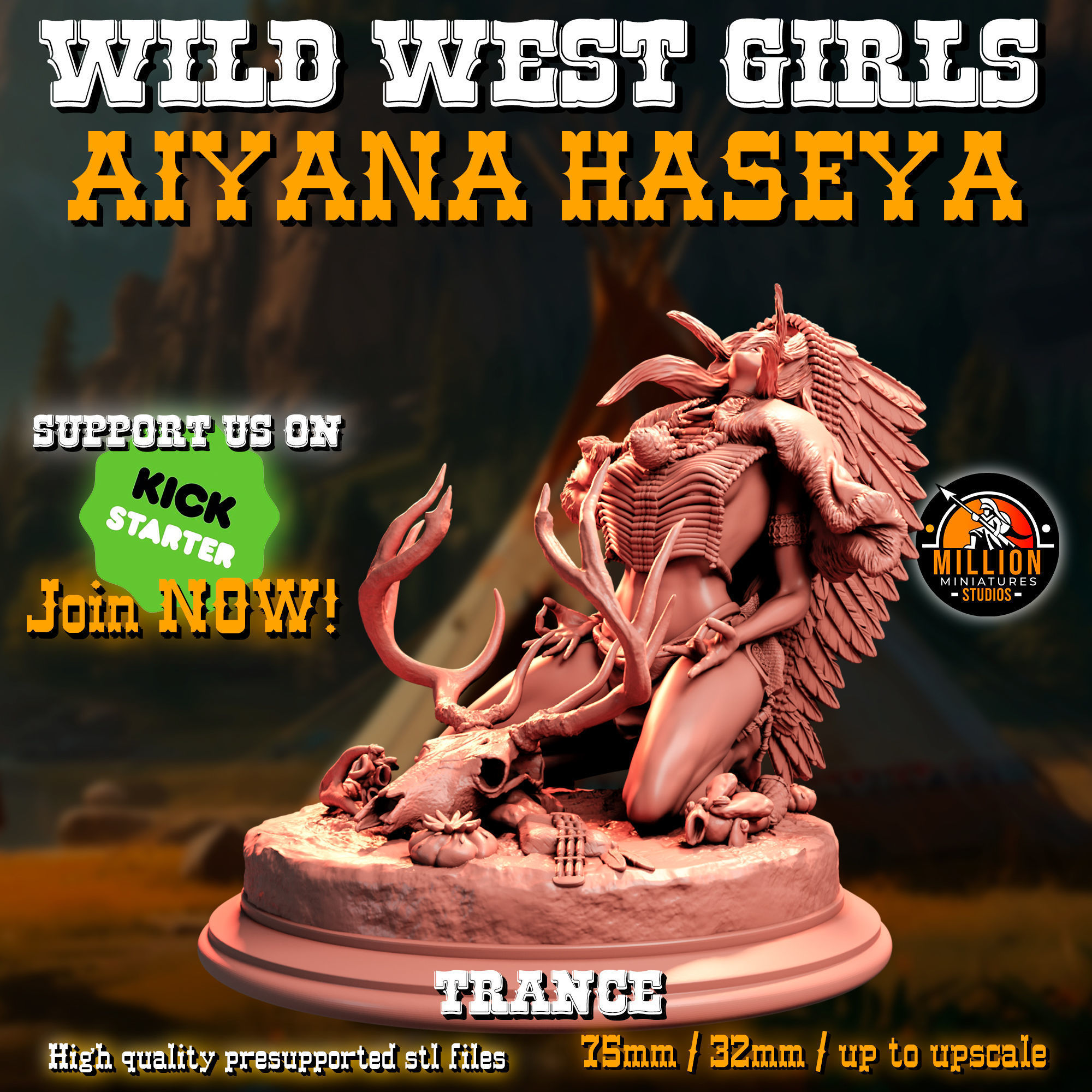 Aiyana Haseya STL Miniature  Trance Ritual 32mm Scale 3D print model_20