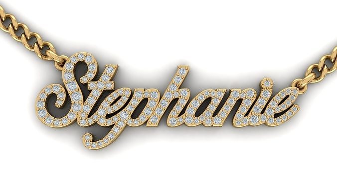 Custom Diamond Name Pendant STEPHANIE 3D print model