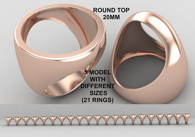 Round gemstone Ring Base 20MM top in All sizes 185-MWC