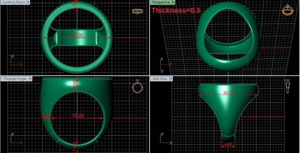 Round gemstone Ring Base 20MM top in All sizes 185-MWC 3D print model_2