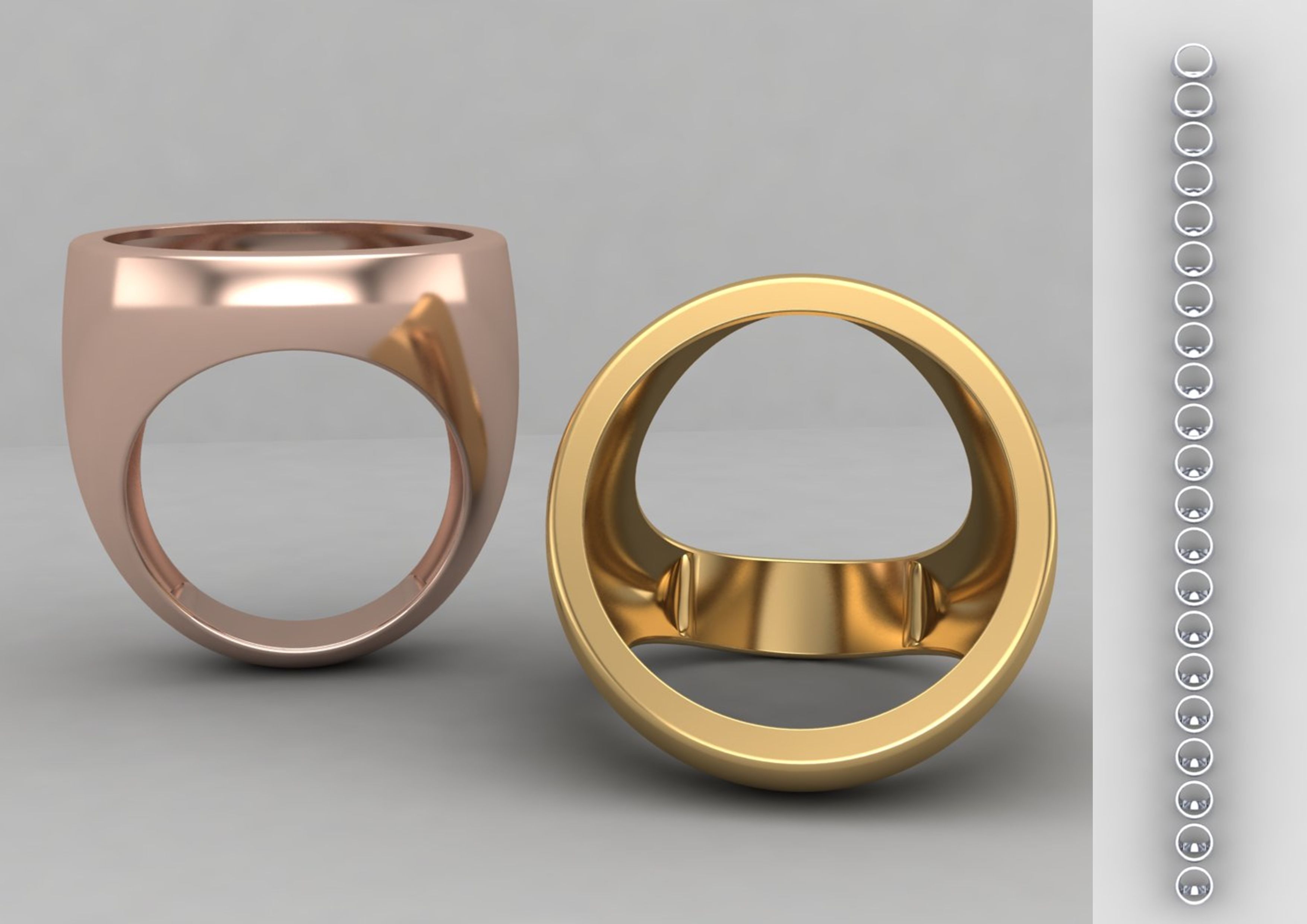 Round gemstone Ring Base 20MM top in All sizes 185-MWC 3D print model_1