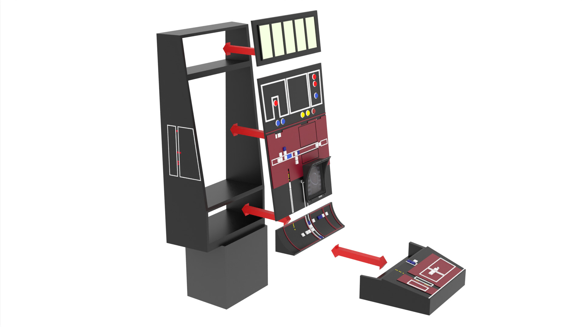 Set 3c - Control Panels Wall straight 1-6 scale Hottoys 3D print model_47