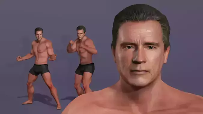 Realistic Muscular Man Character Schwarzenegger The Terminator