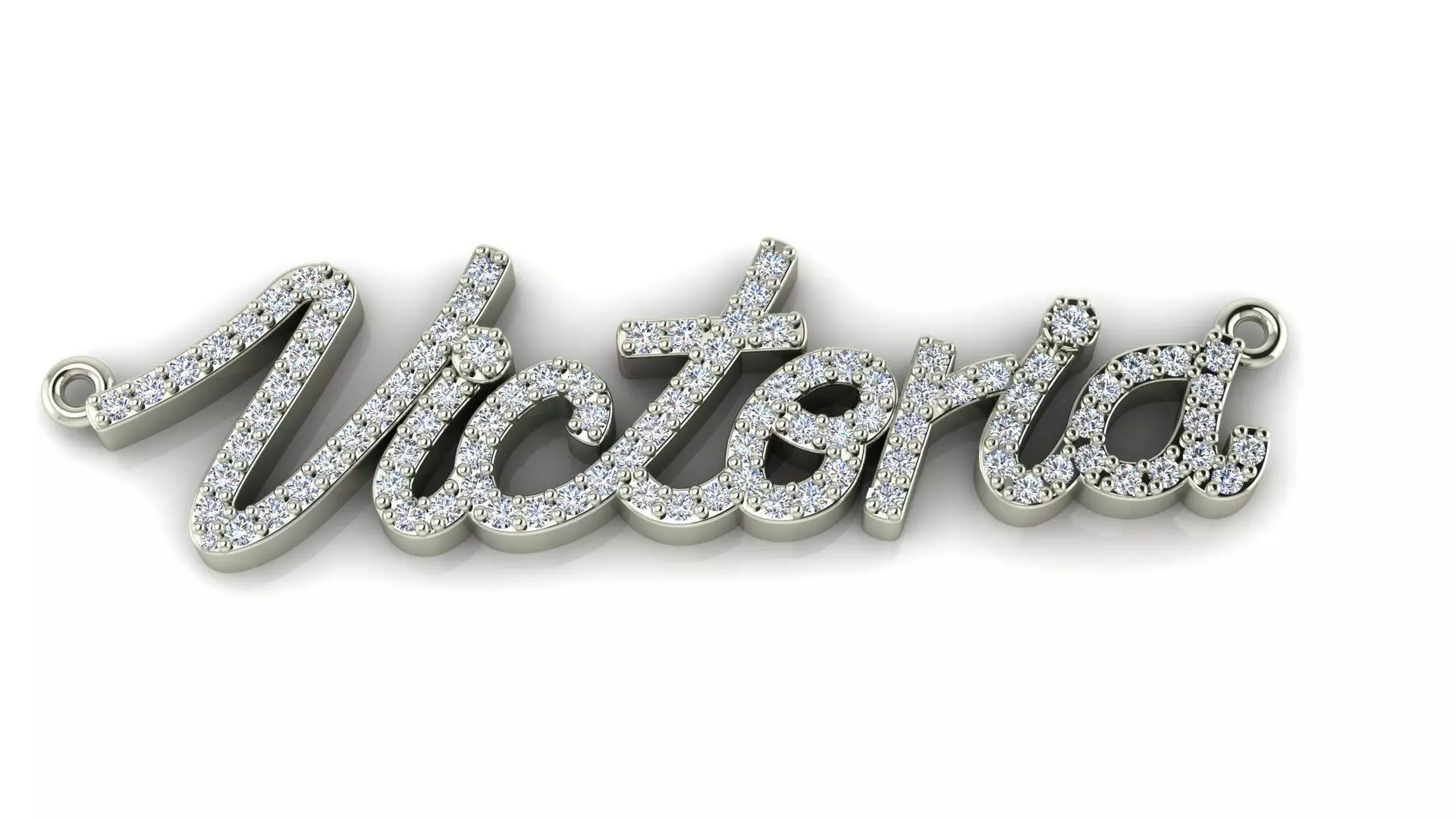 Custom Diamond Name Pendant VICTORIA 3D print model