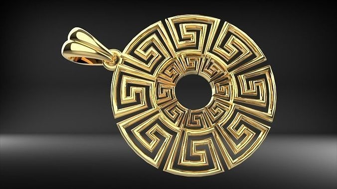 spiral greek pattern Pendant necklace Jewelry 3D print model