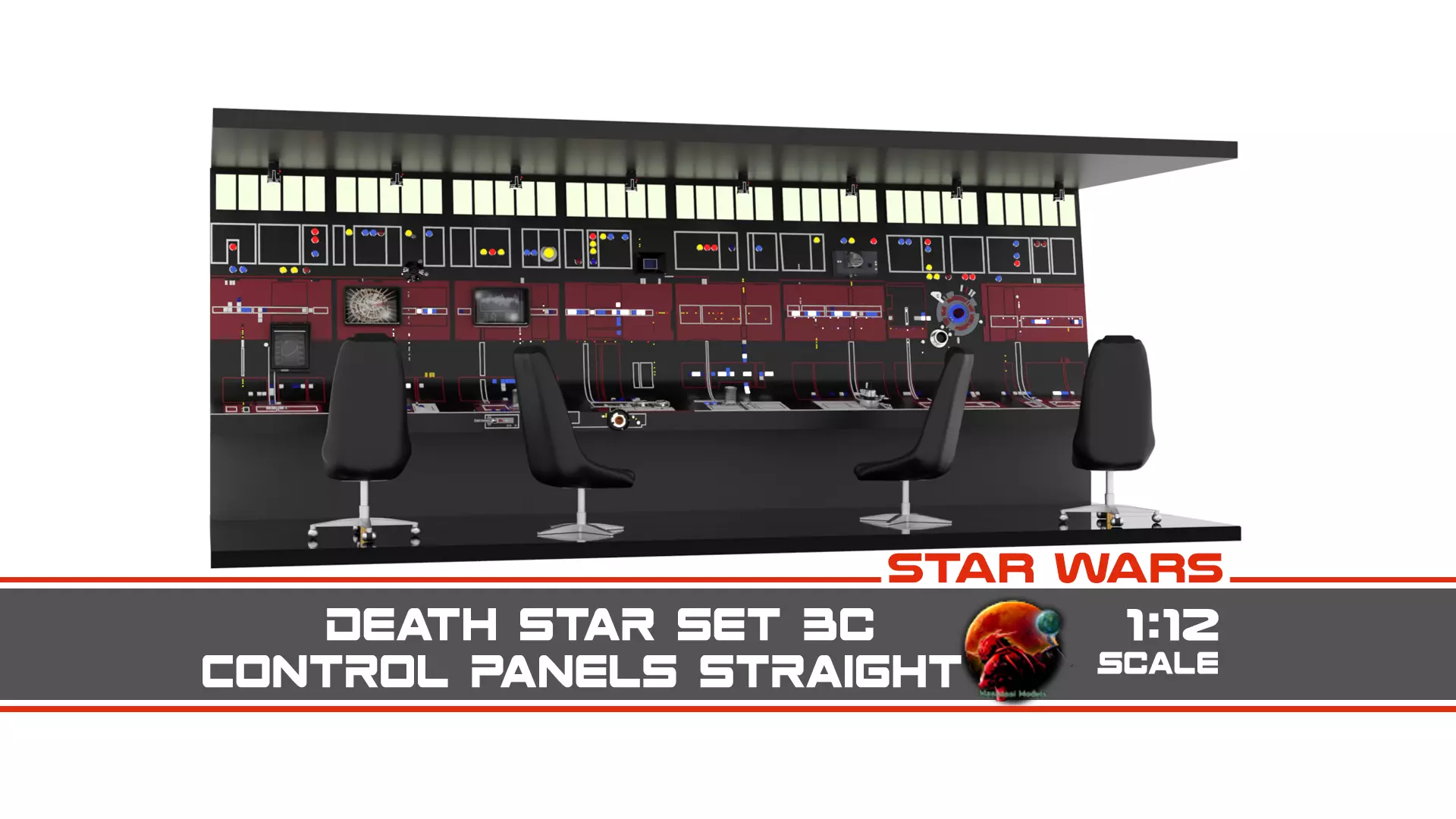 Set 3c - Control Panels Wall straight 1-12 scale Blackseries 3D print model_0