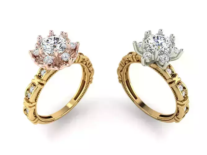 Two-piece solitaire ring 3D print model