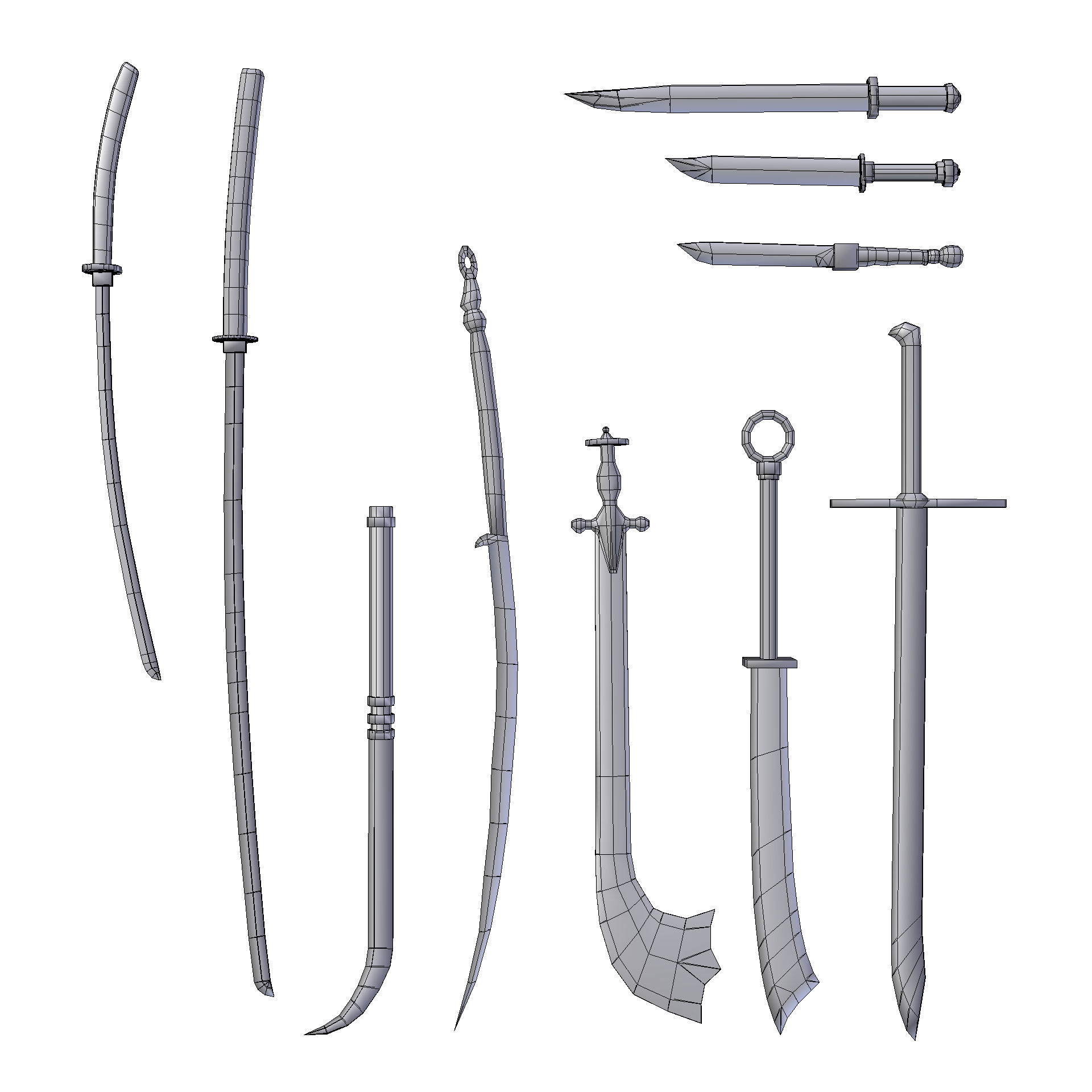 Hand Painted Swords Bundle 3D Model Collection_65