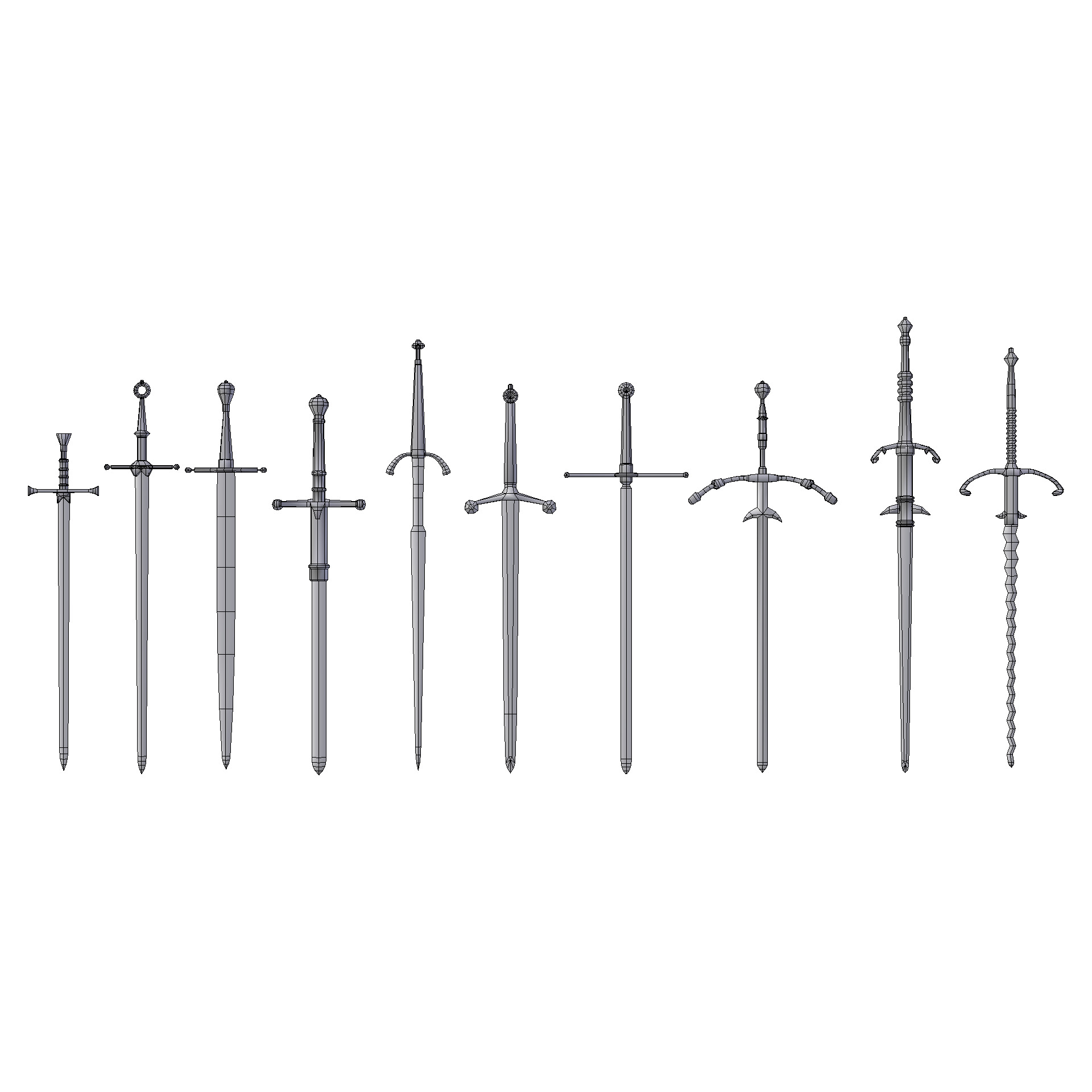 Hand Painted Swords Bundle 3D Model Collection_69