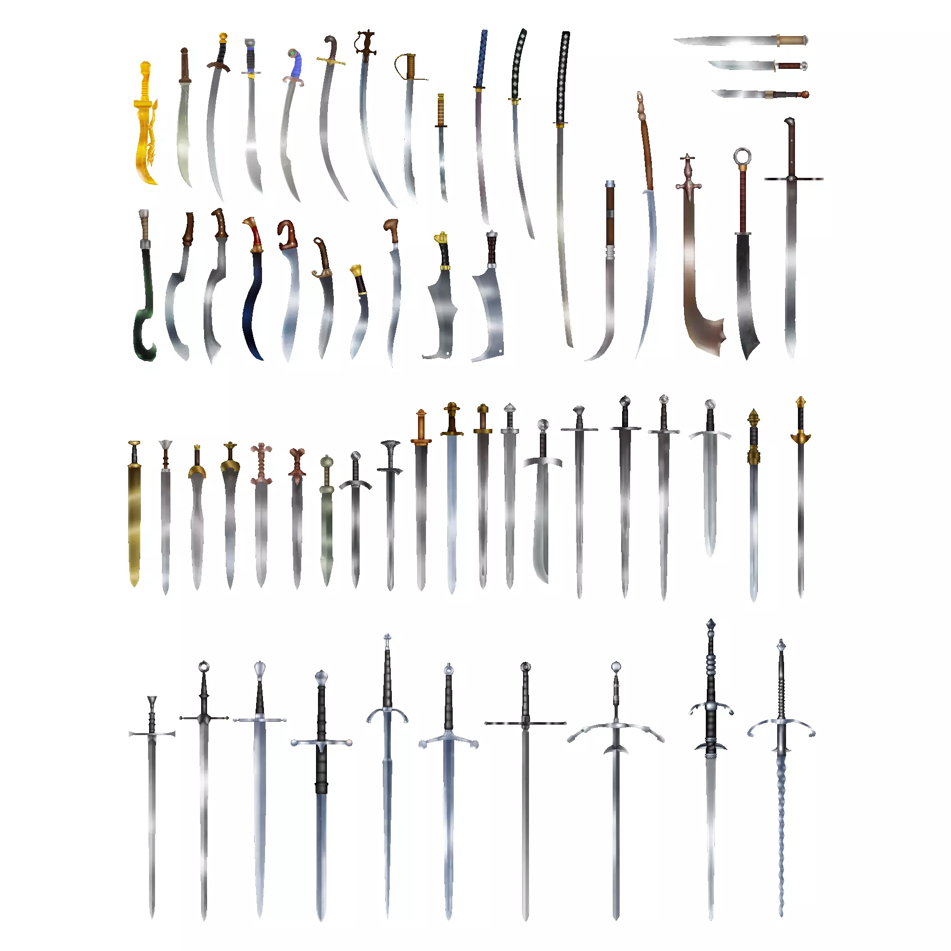 Hand Painted Swords Bundle 3D Model Collection_0