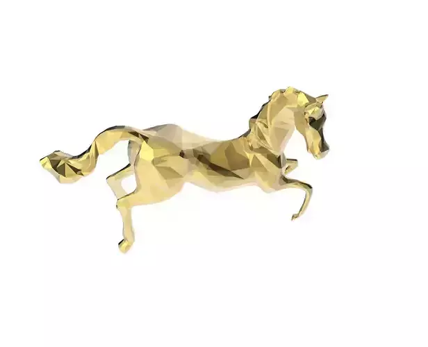 Low Poly Horse golden 3D print model