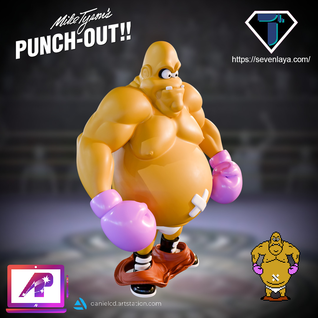 King Hippo Punch Out Mike Tyson colors 3D print model_2