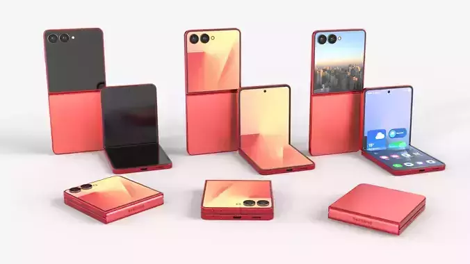 Samsung Galaxy Z Flip 7 Coralred 3D model