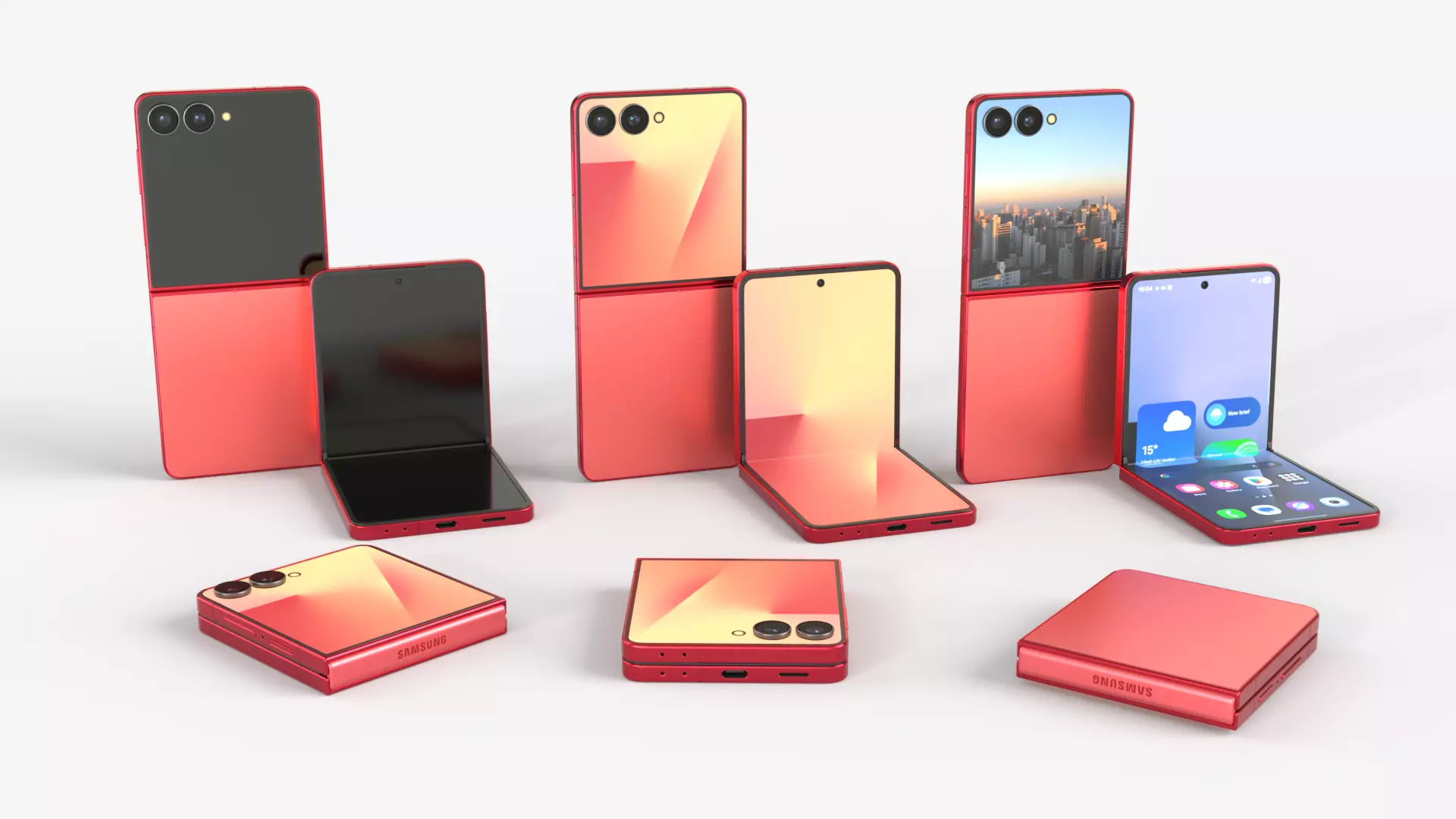 Samsung Galaxy Z Flip 7 Coralred 3D model_0