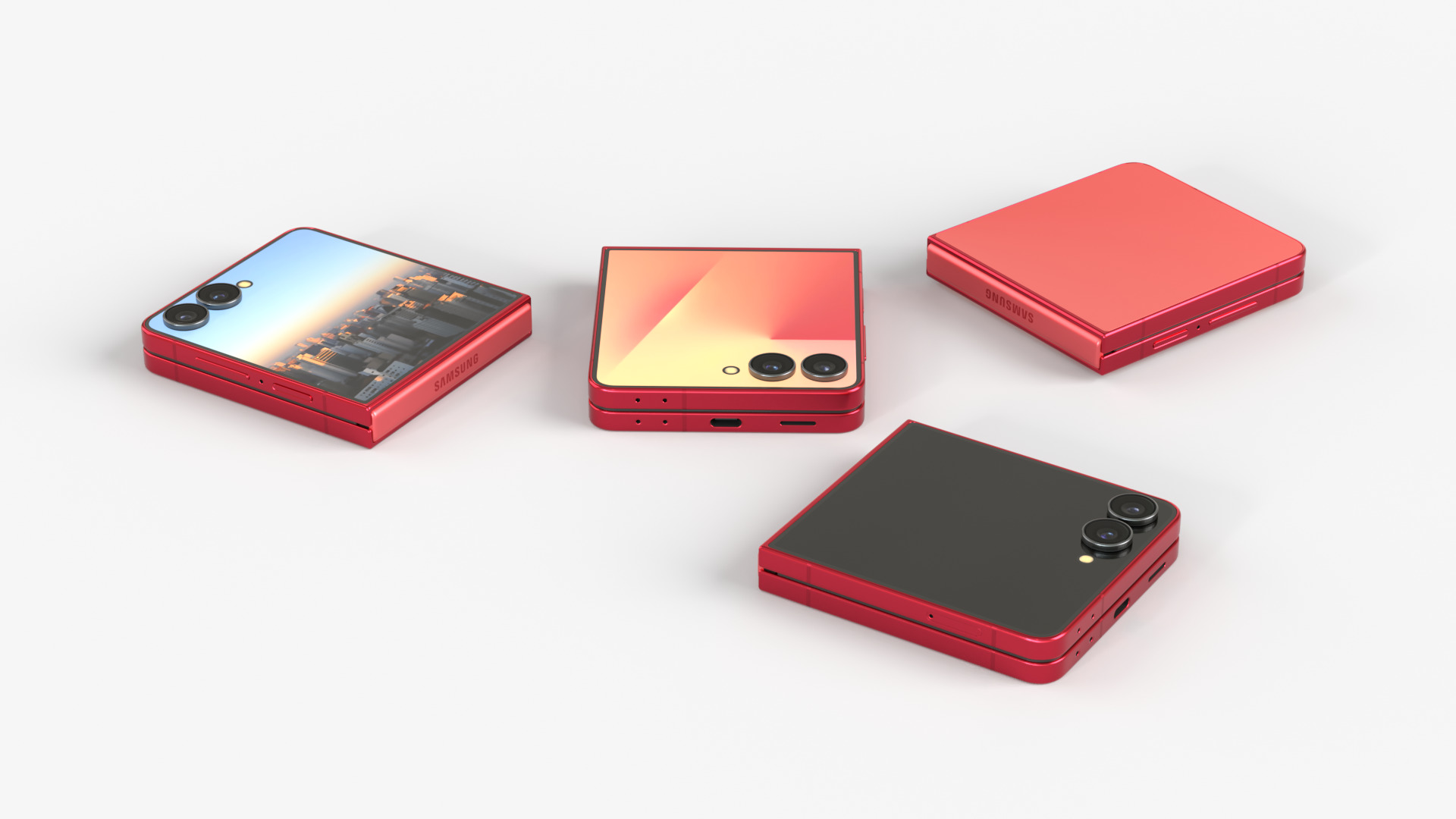Samsung Galaxy Z Flip 7 Coralred 3D model_6