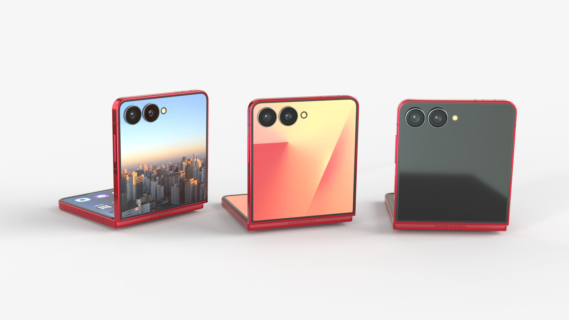 Samsung Galaxy Z Flip 7 Coralred 3D model_5