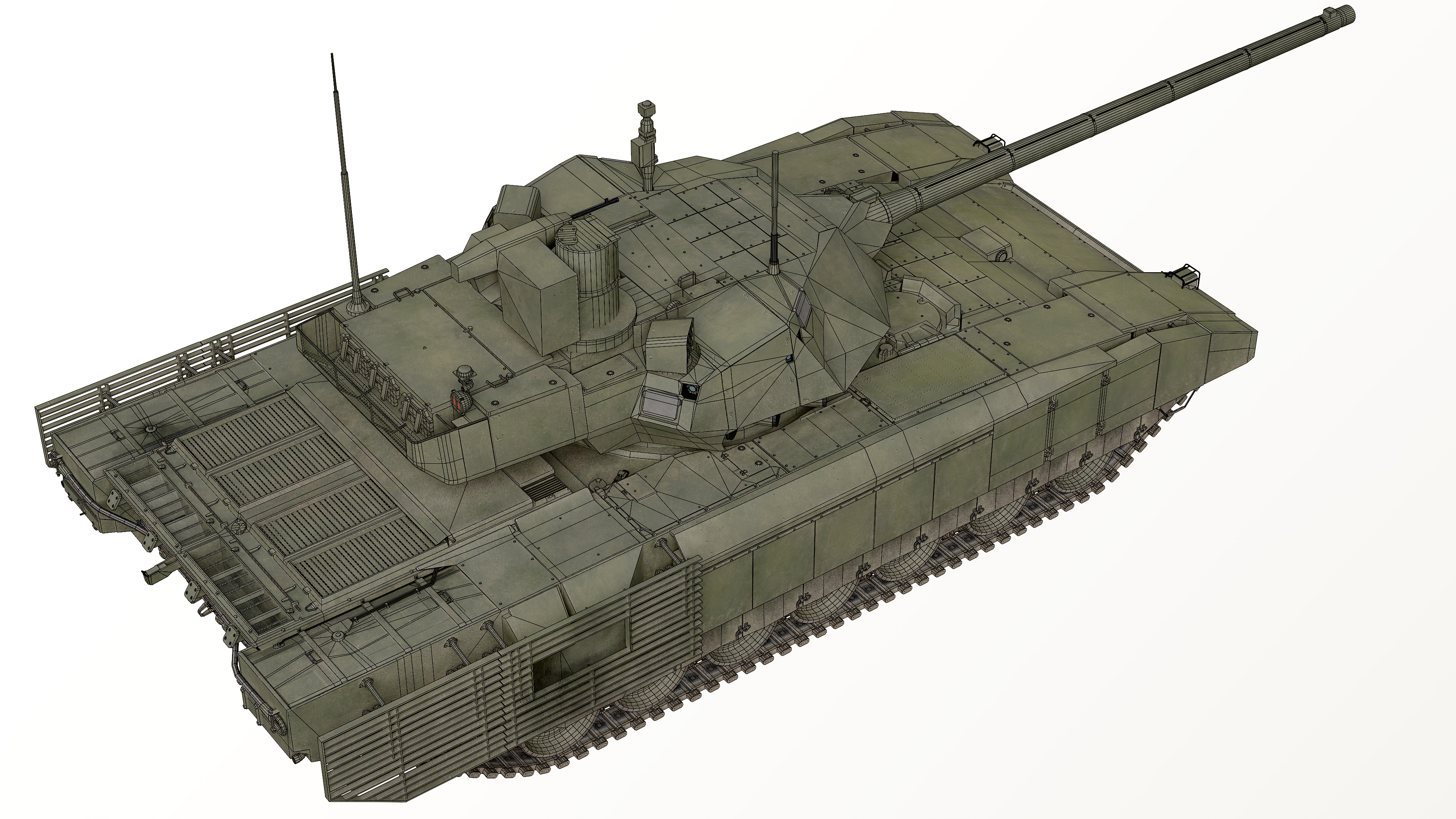 T-14 Armata Russian Tank Game Ready PBR 3D model Low-poly 3D model_45
