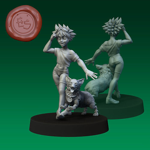 Ed and Ein - Cowboy Bebop - 32mm Miniature 3D print model