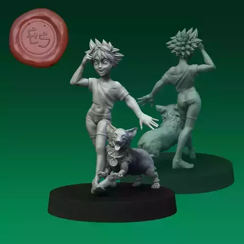 Ed and Ein - Cowboy Bebop - 32mm Miniature