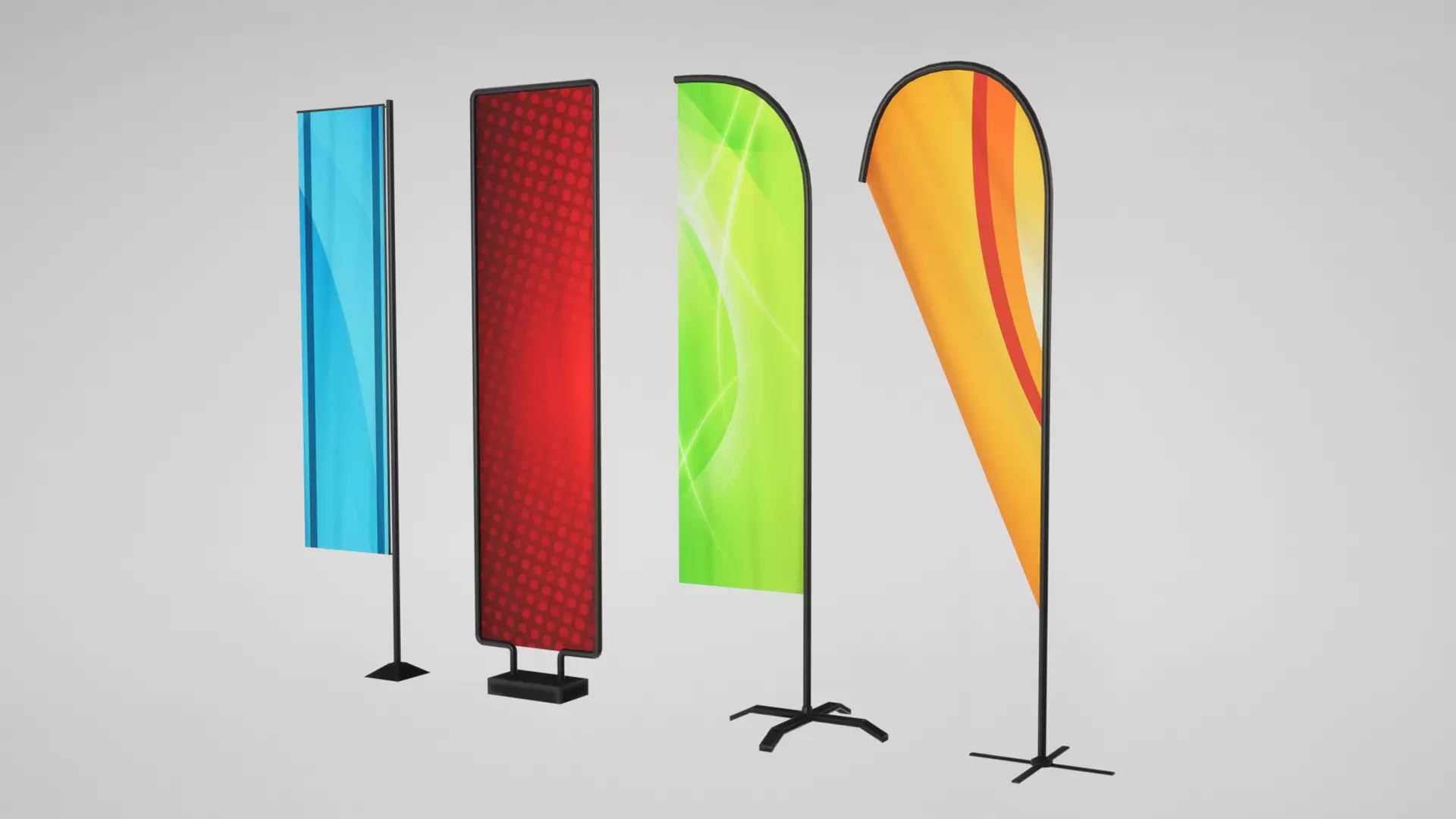 Banner commercial flag Low-poly 3D model_8