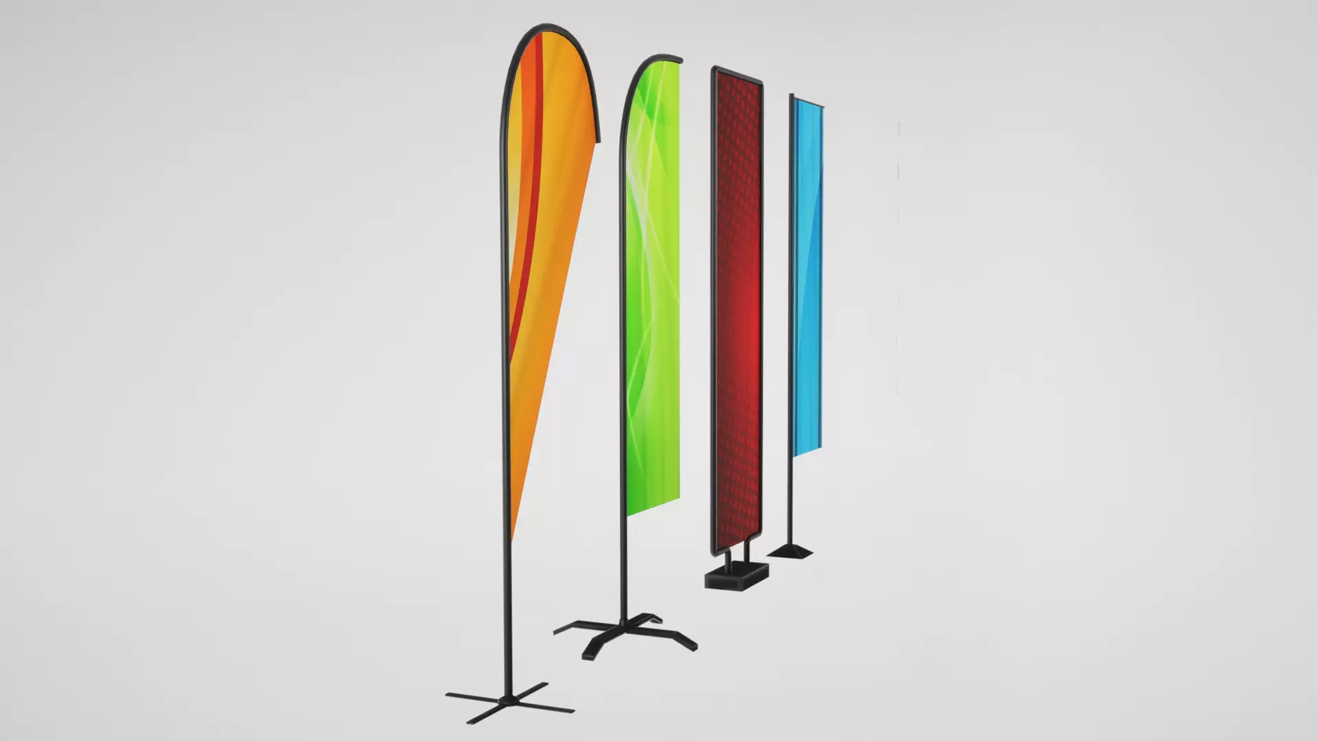 Banner commercial flag Low-poly 3D model_7