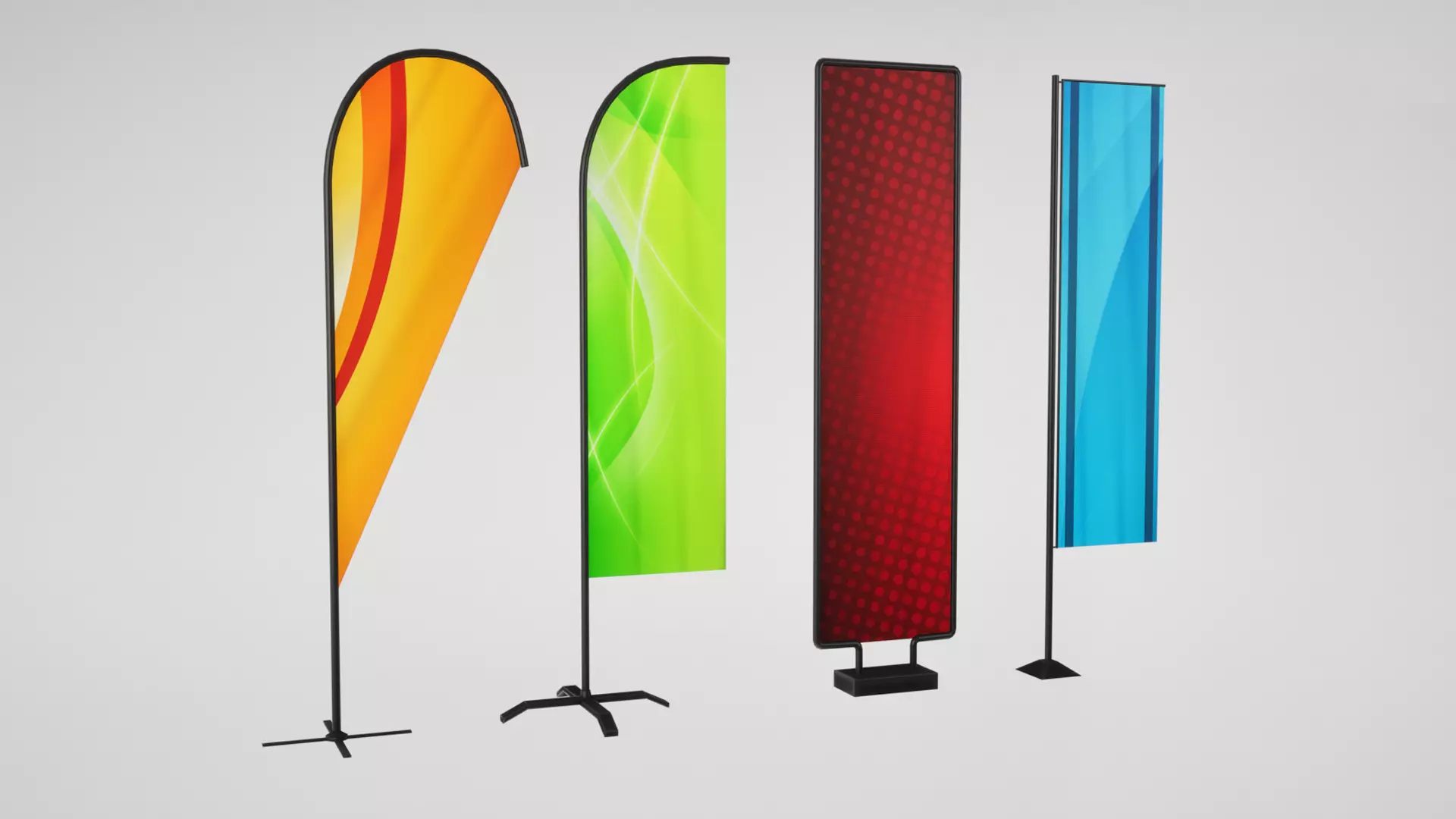 Banner commercial flag Low-poly 3D model_0