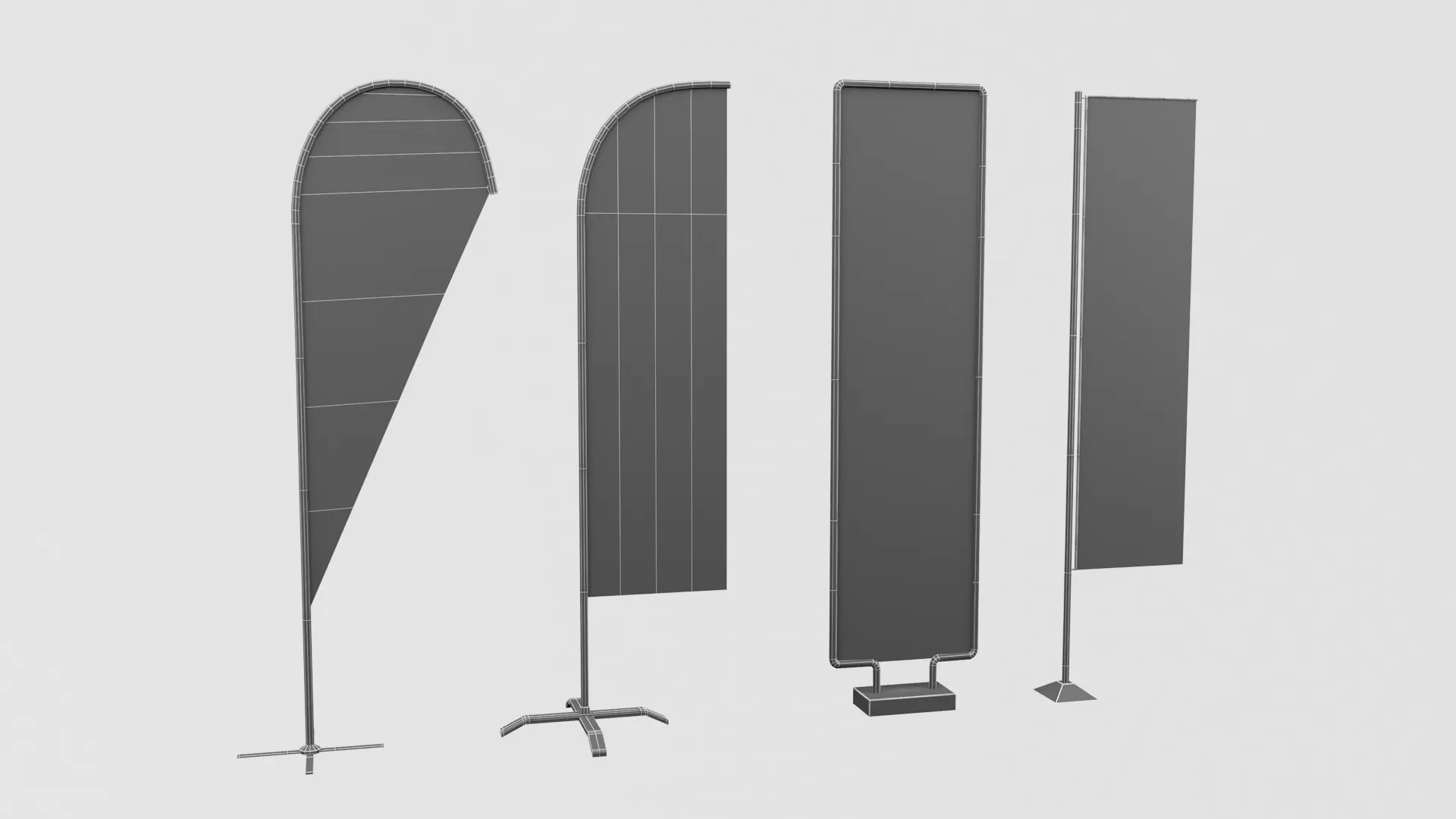 Banner commercial flag Low-poly 3D model_16
