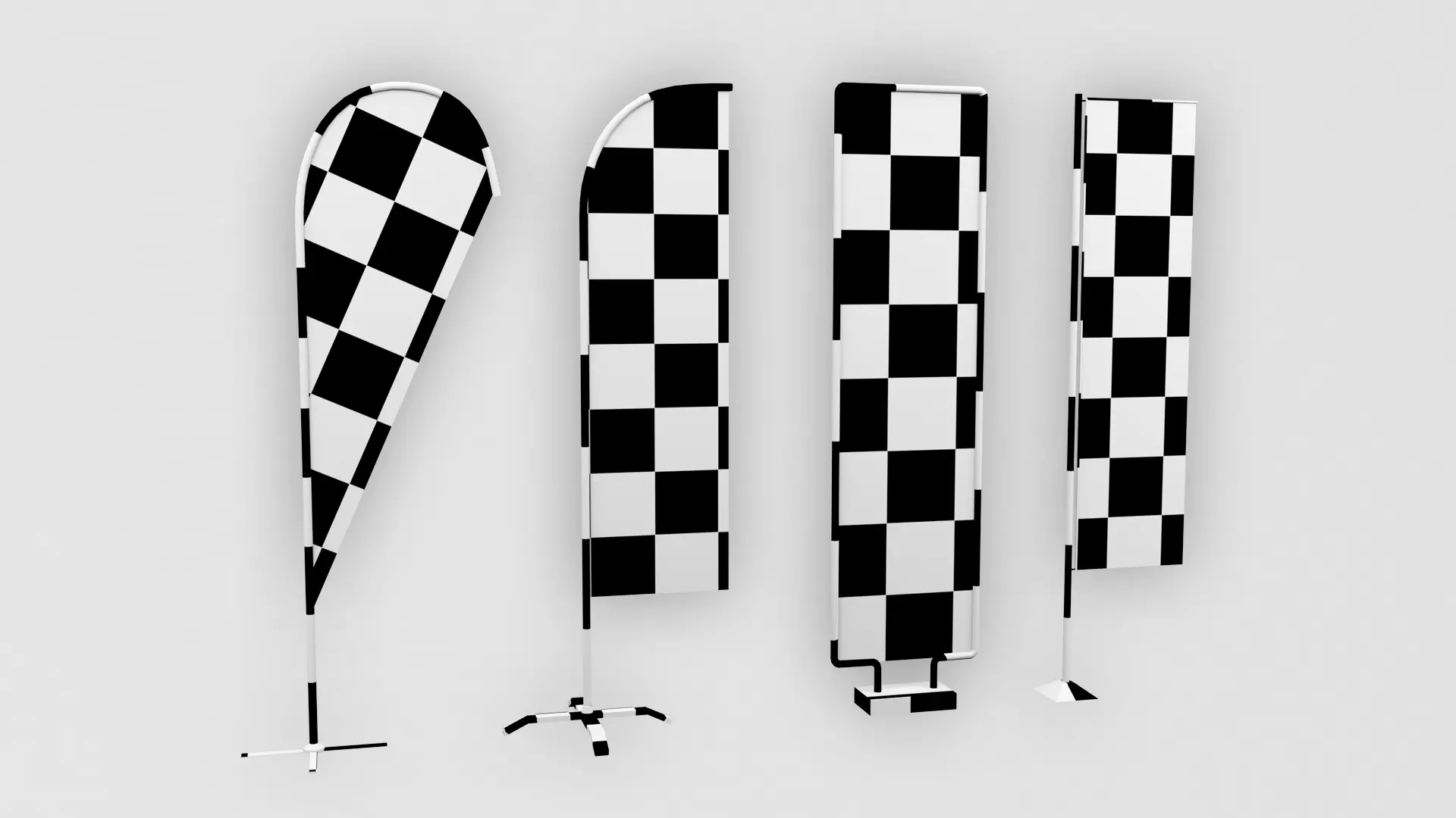 Banner commercial flag Low-poly 3D model_14