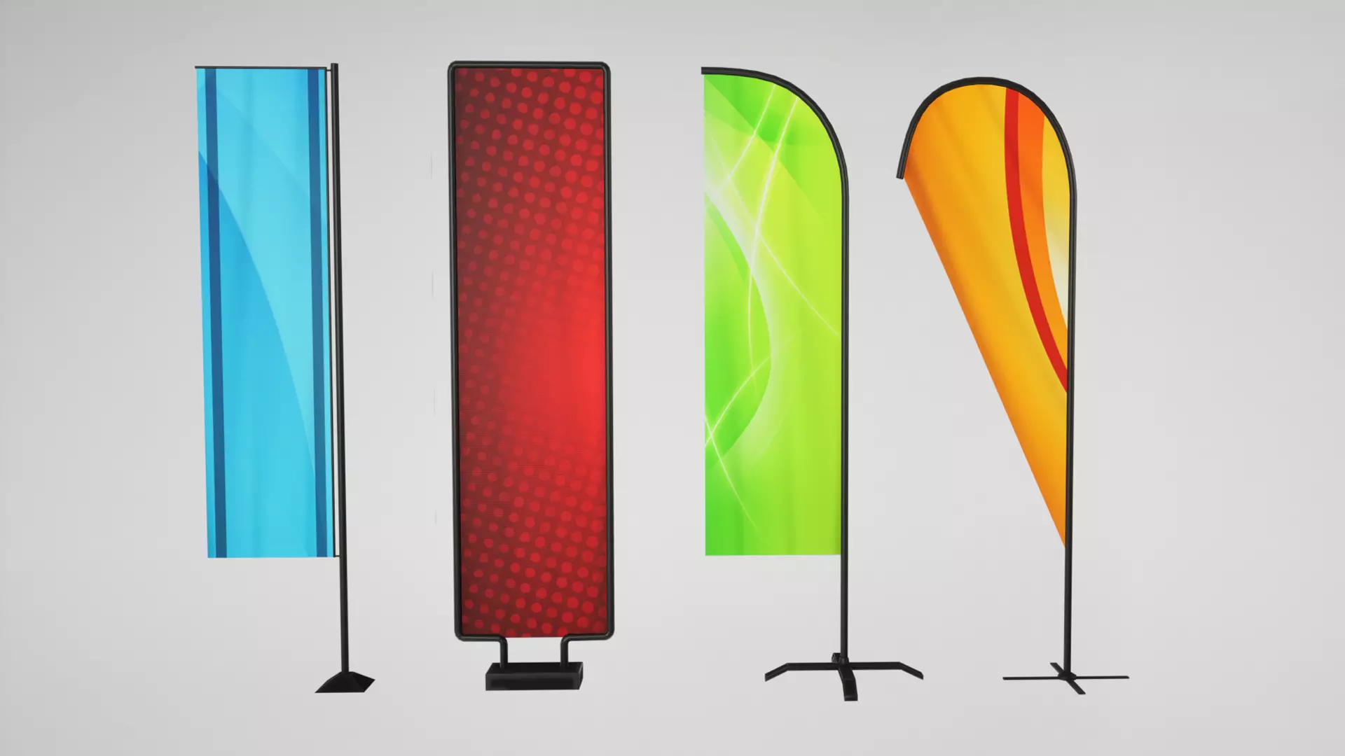 Banner commercial flag Low-poly 3D model_9