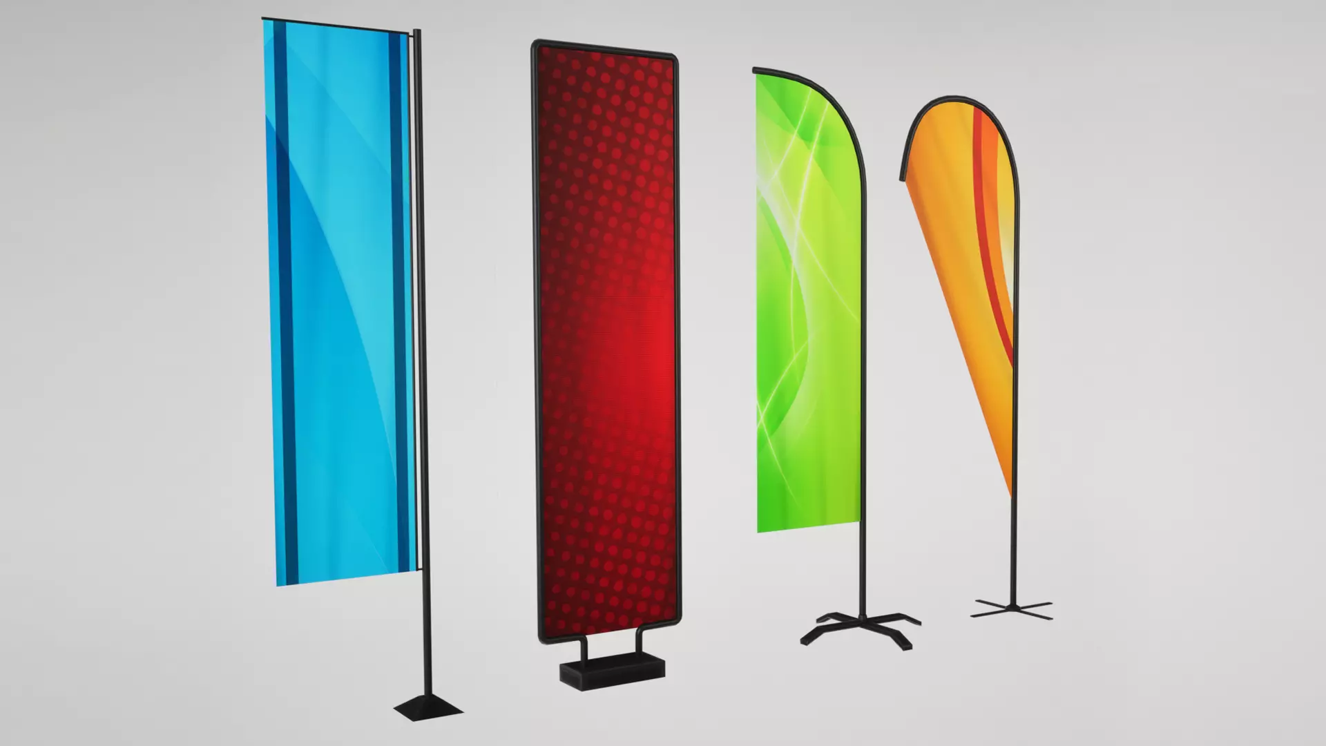 Banner commercial flag Low-poly 3D model_10