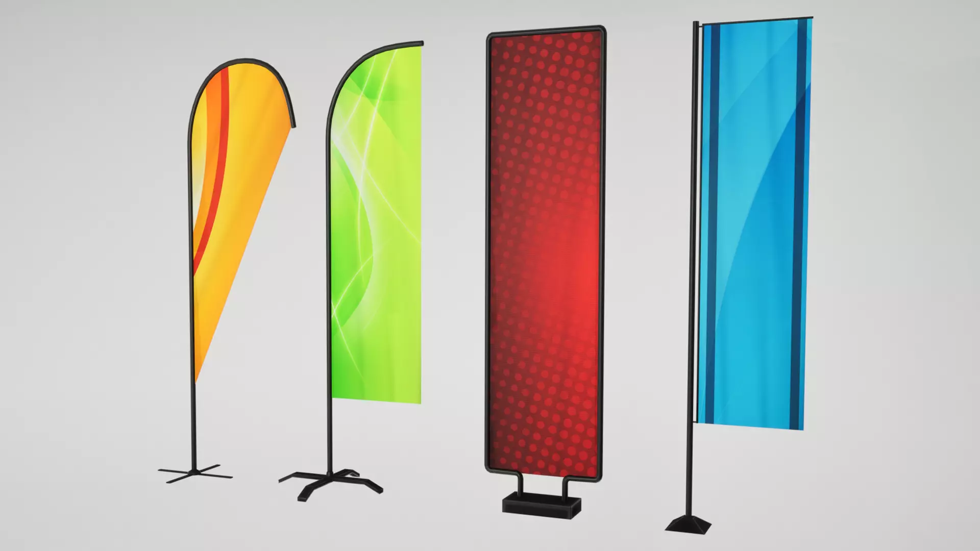 Banner commercial flag Low-poly 3D model_6