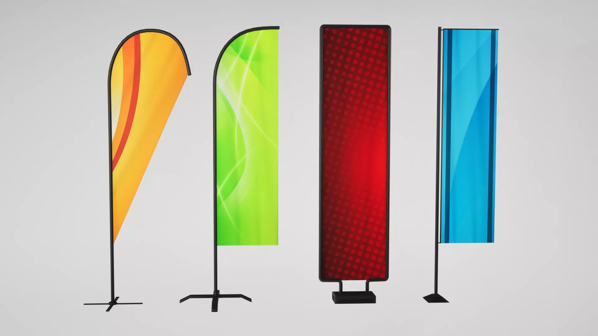Banner commercial flag Low-poly 3D model_5
