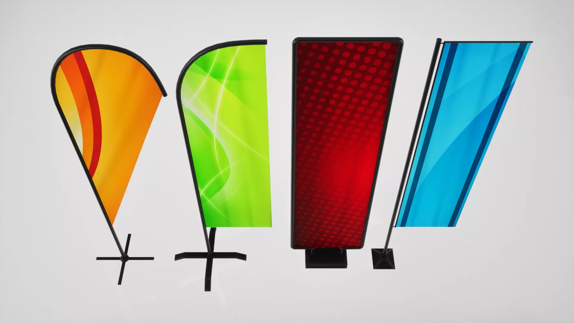 Banner commercial flag Low-poly 3D model_2