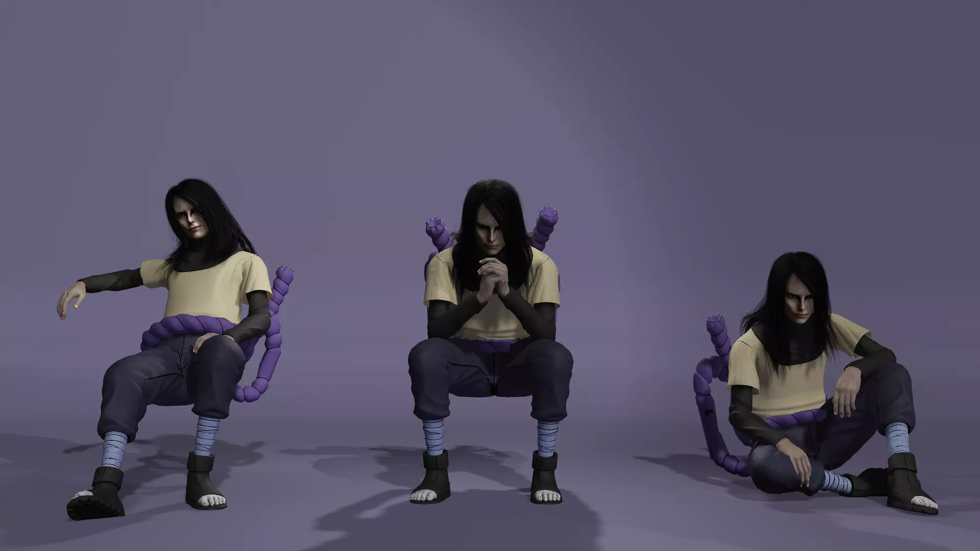 Realistic Mysterious Sorcerer Orochimaru from Naruto meta human 3D model_6