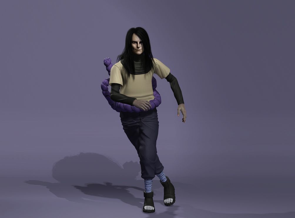 Realistic Mysterious Sorcerer Orochimaru from Naruto meta human 3D model_11